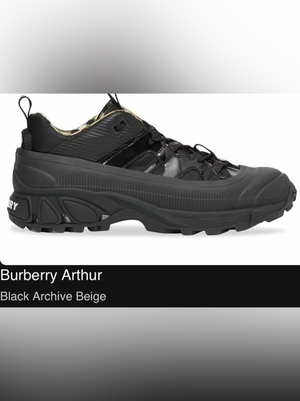 Burberry Black Sneaker with Beige Check Collar